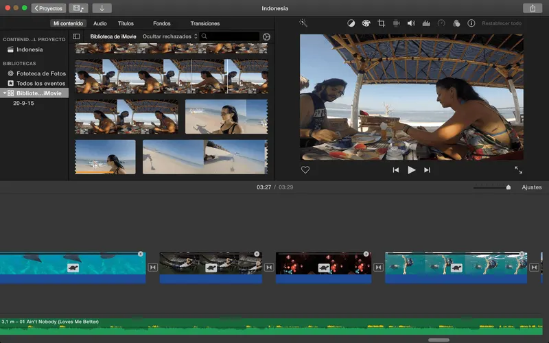 Captura de pantalla editando con iMovie
