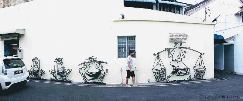 caminando por el street art de GeorgeTown de Penang, Malasia