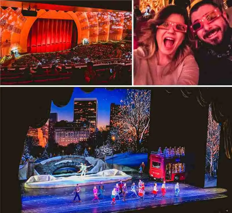 Collage de Nueva York en Navidad: el Radio City y las luces de la ciudad