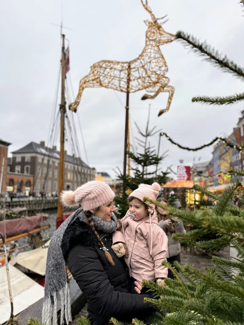 Detalle del mercado navideño de los canales de Copenhague