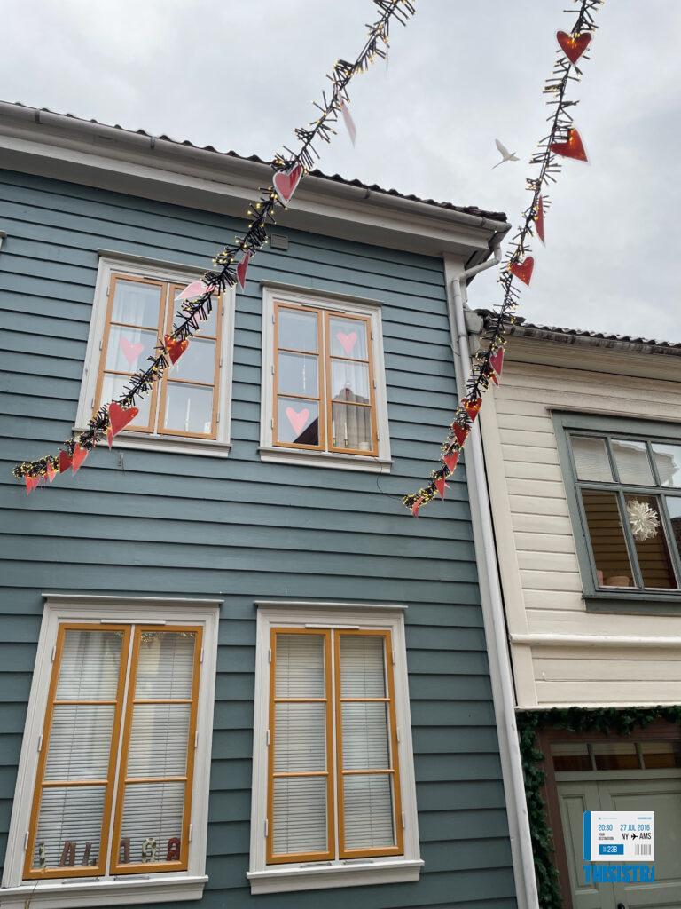 detalle de una casa del barrio de Nordness en Bergen, Noruega