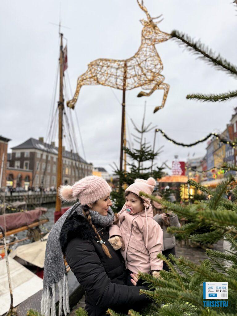 Detalle del mercado navideño de los canales de Copenhague